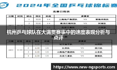 杭州乒乓球队在大满贯赛事中的速度表现分析与点评